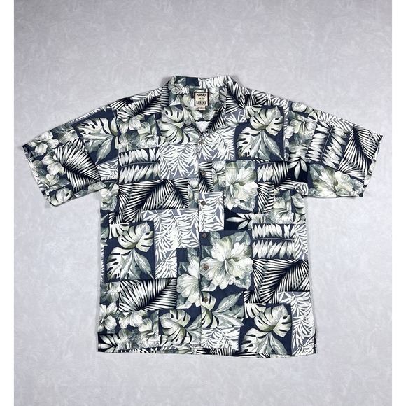 Tommy Bahama Silk Shirt Size Large Floral Hawaiian Camp Button Down Loop Collar - Picture 2 of 8